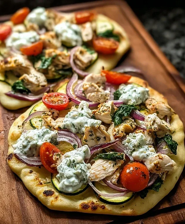 Tzatziki Chicken & Veggie Naan Pizza