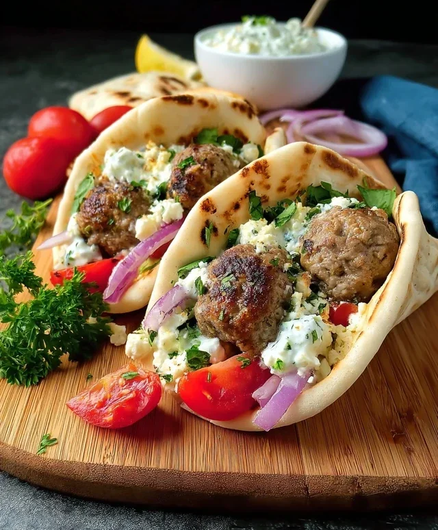 Greek Meatball Pitas