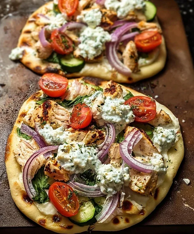 Tzatziki Chicken & Veggie Naan Pizza