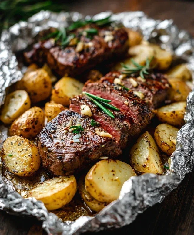 Garlic Steak & Potato Foil Packs