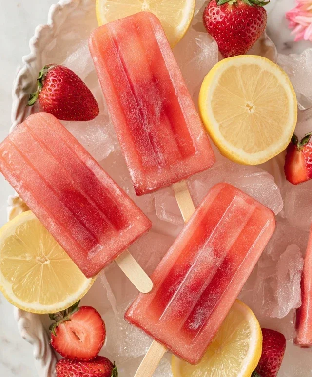 Strawberry Lemonade Popsicles