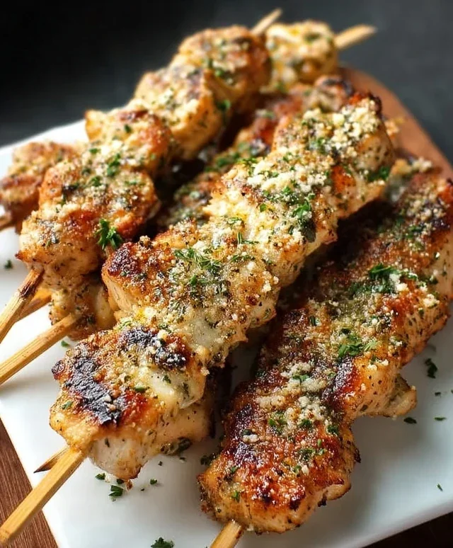 Ranch Garlic Parmesan Chicken Skewers