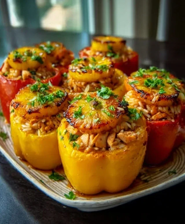 Teriyaki Pineapple Chicken and Rice Stuffed Peppers: A Sweet and Savory Meal