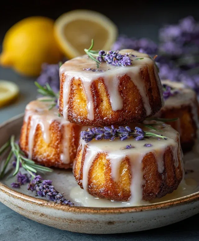 Mini Lemon Cakes With Lavender Glaze