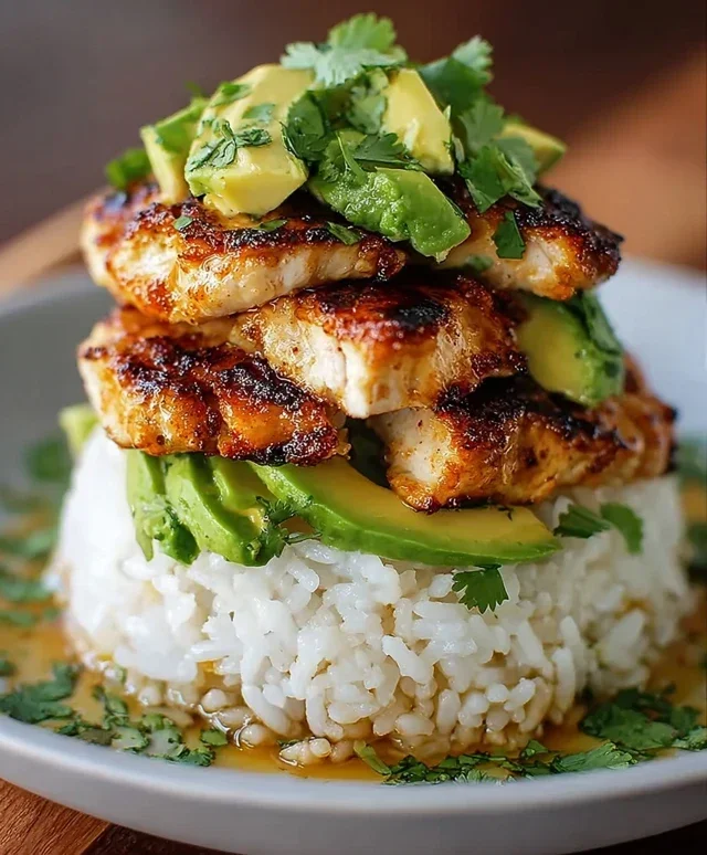 Delicious Honey Lime Chicken & Avocado Rice Stack Recipe