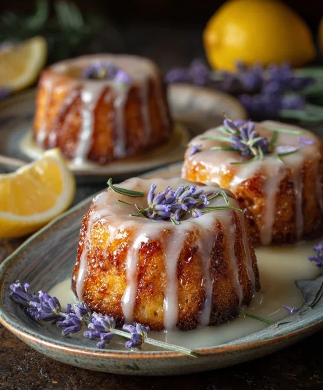 Mini Lemon Cakes With Lavender Glaze