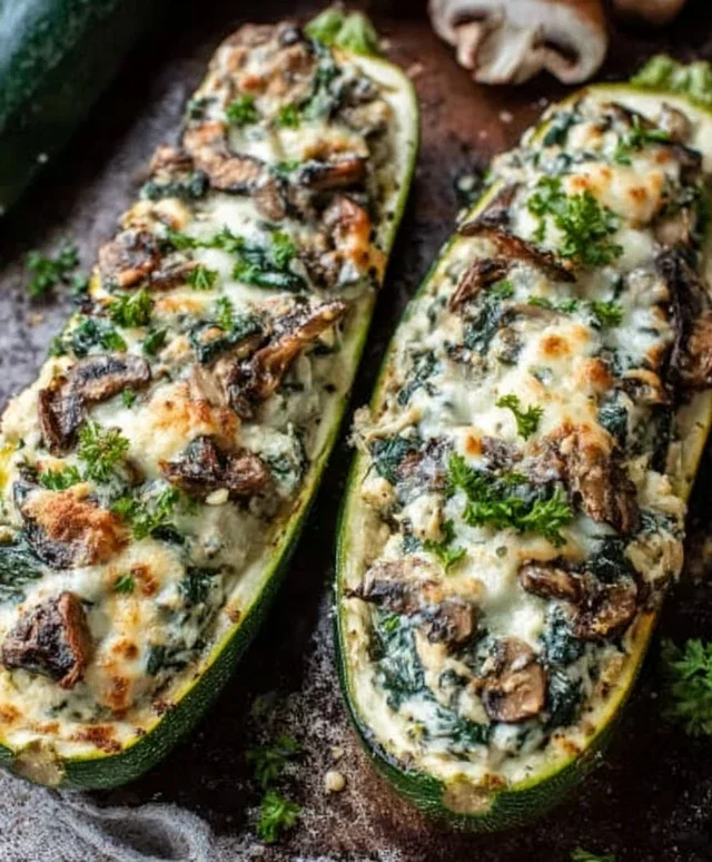 Spinach, Mushroom, and Ricotta Stuffed Zucchini Boats Recipe