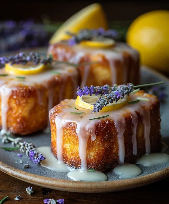 Mini Lemon Cakes With Lavender Glaze