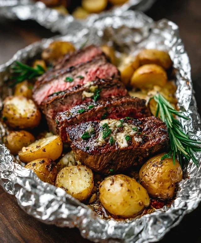 Garlic Steak & Potato Foil Packs