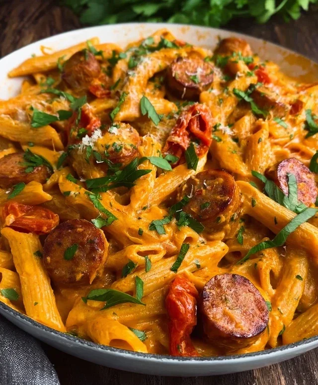 One Pot Creamy Cajun Sausage Pasta (30-Minutes)
