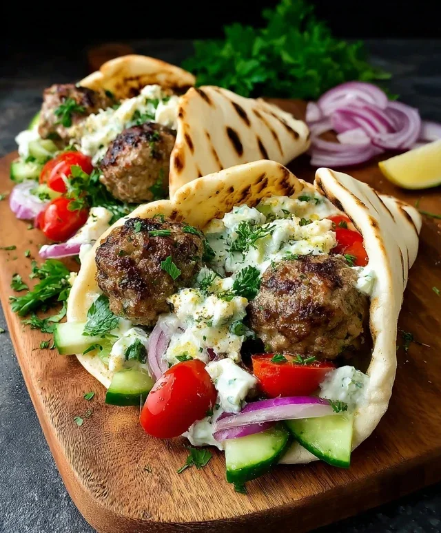 Greek Meatball Pitas