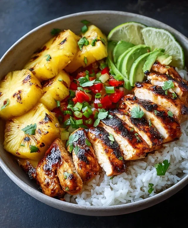 Grilled Chicken and Pineapple Bowls with Coconut Rice