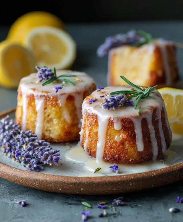 Mini Lemon Cakes With Lavender Glaze
