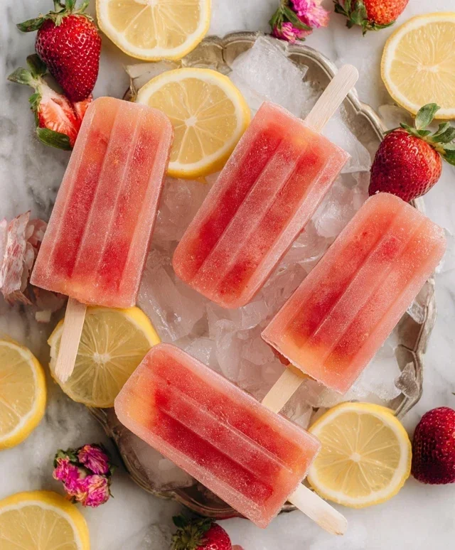 Strawberry Lemonade Popsicles