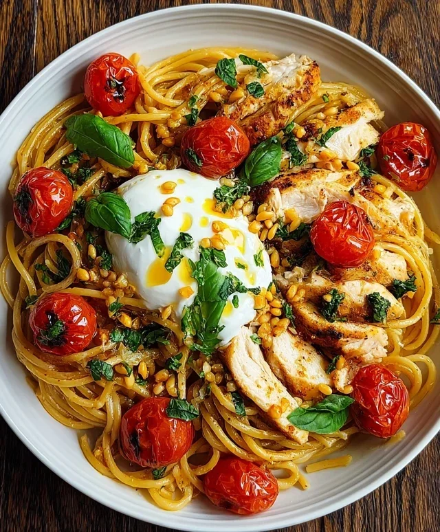 Chicken Spaghetti with Burrata