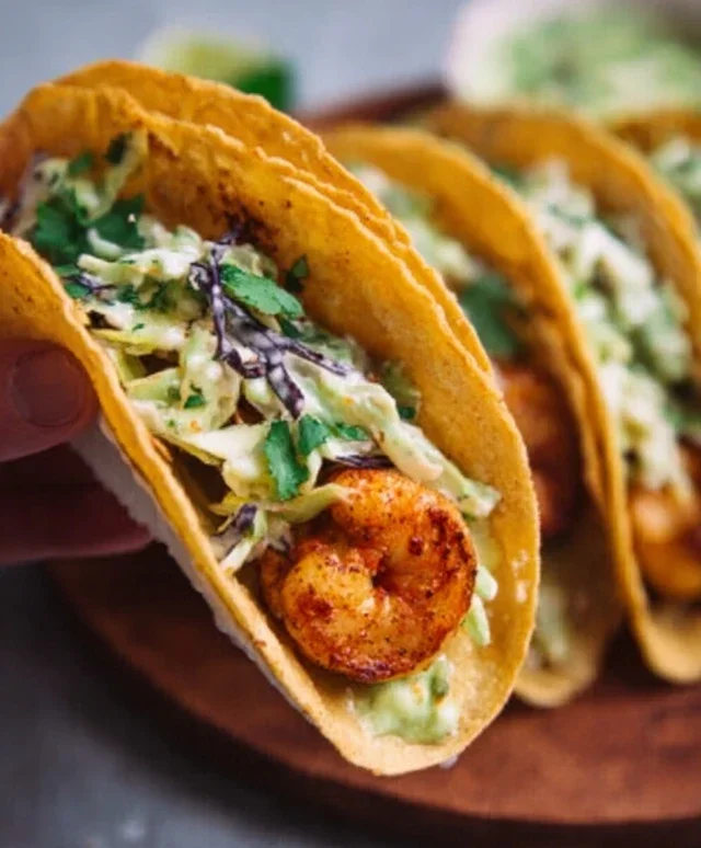 Cilantro Lime Shrimp Tacos with Creamy Slaw