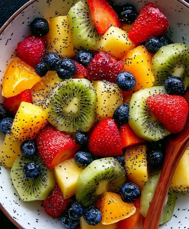 Fruit Salad with Honey-Lime Poppy Seed Dressing