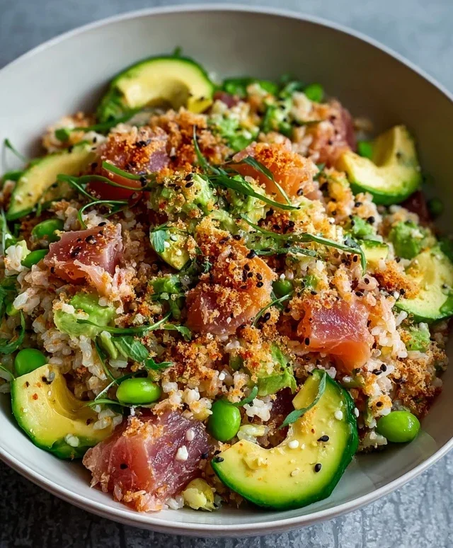 Tuna Avocado Crispy Rice Salad