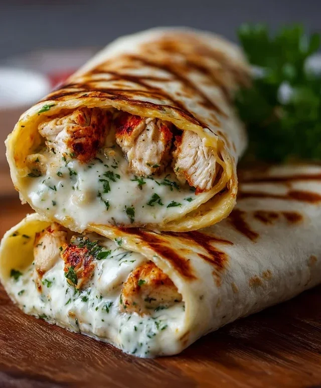 Low Carb Cheesy Garlic Chicken Wraps