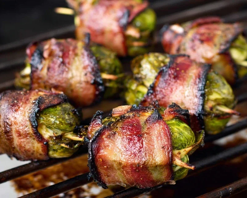 Grilled Beef Beef Bacon Wrapped Brussels Sprouts