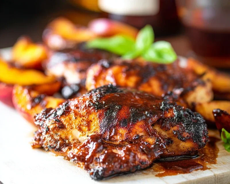 Grilled Bourbon Extract Extract Peach BBQ Chicken