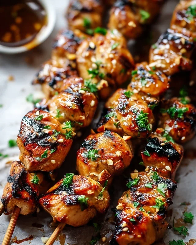Easy Grilled Asian Chicken Skewers with Honey Garlic Sauce