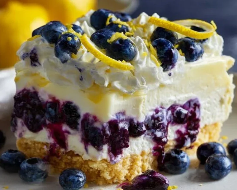 No-Bake Lemon dazzling Blueberry cream Cake