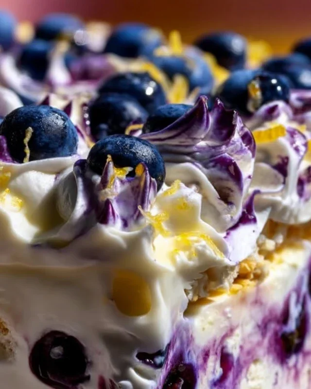 No-Bake Lemon dazzling Blueberry cream Cake