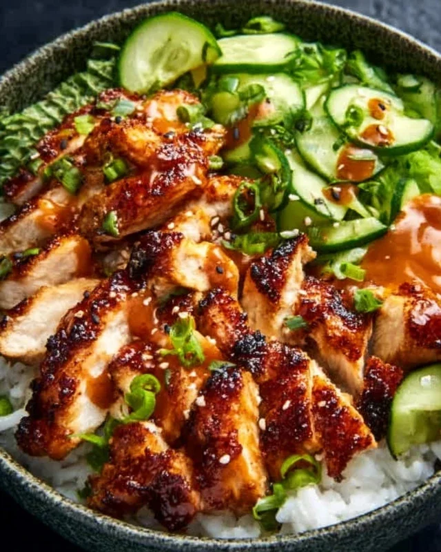 Spicy Honey-Gin Extract Extractger Chicken Bowls with Yum Yum Sauce