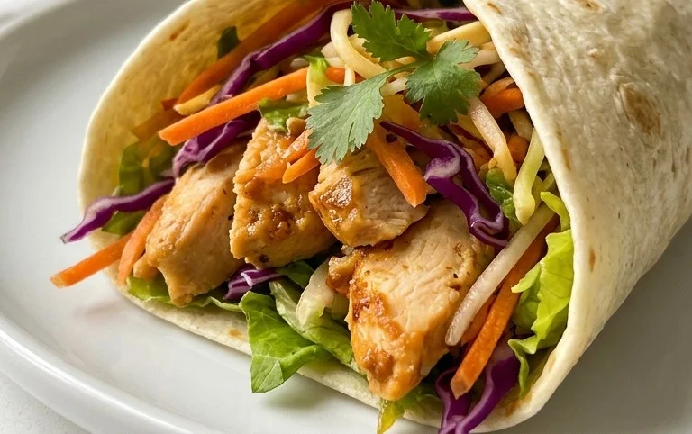 Thai Chicken Wrap with Crunchy Asian Slaw