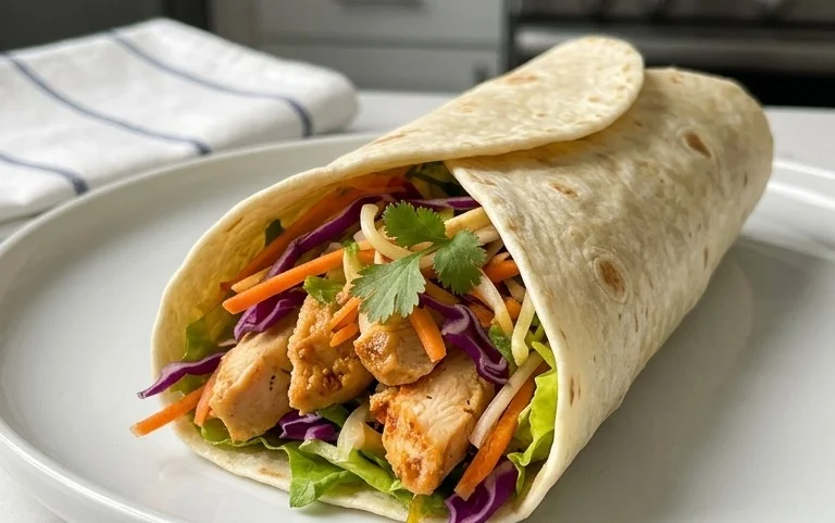 Thai Chicken Wrap with Crunchy Asian Slaw