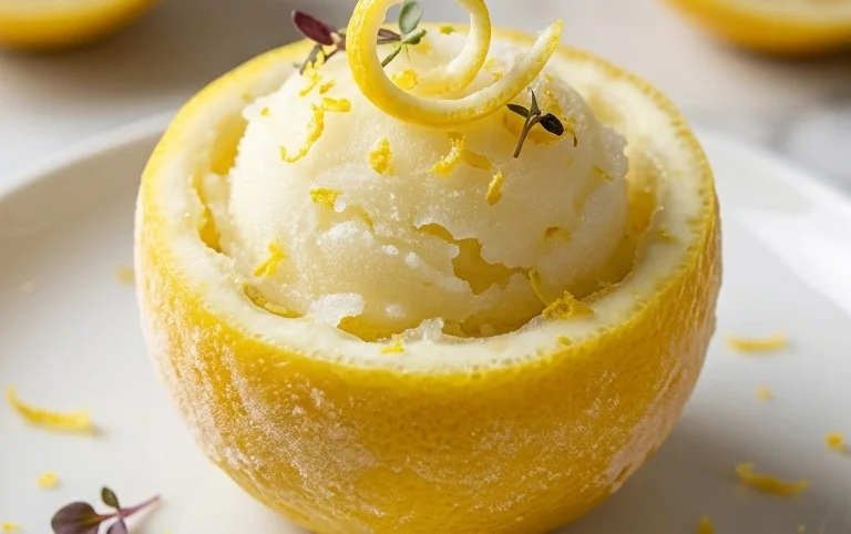 Sorbetto di Limone Dressed Up in a Frozen Lemon Shell