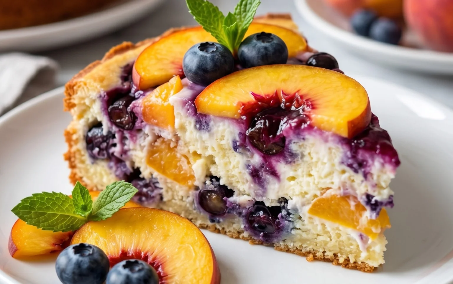 Peach and Blueberry Greek Yogurt Cake
