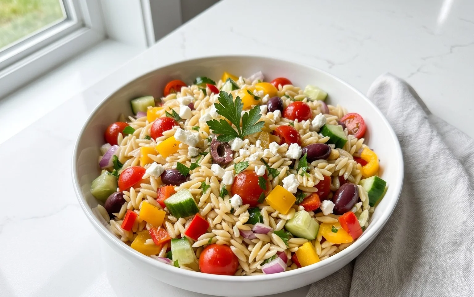 Rainbow Orzo Salad