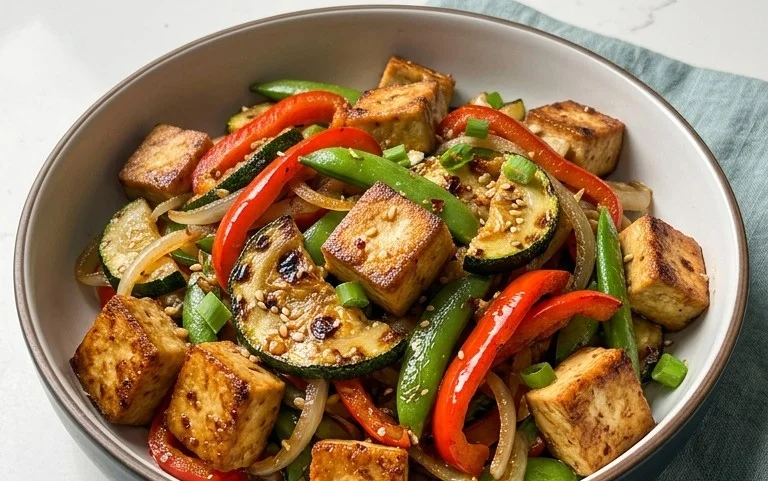 Zucchini Stir Fry With Tofu (Vegan)