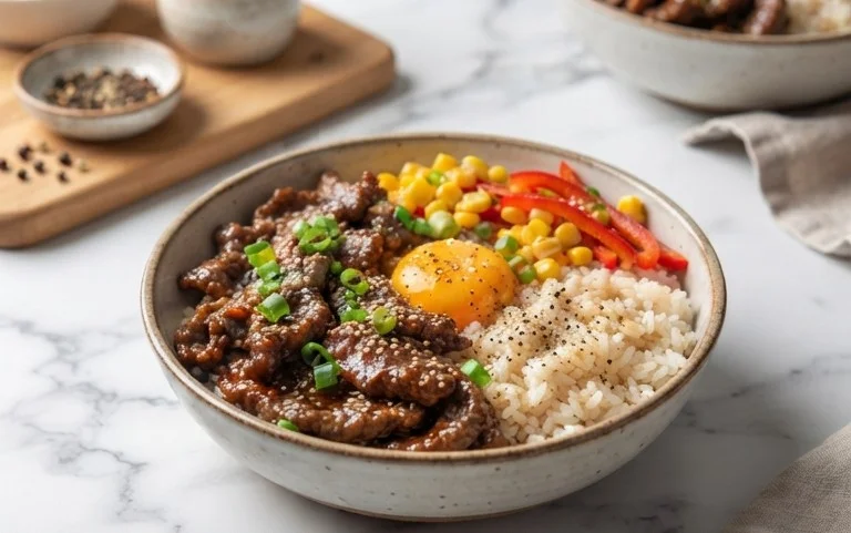 Beef Pepper Rice Bowl is a delicious meal option.