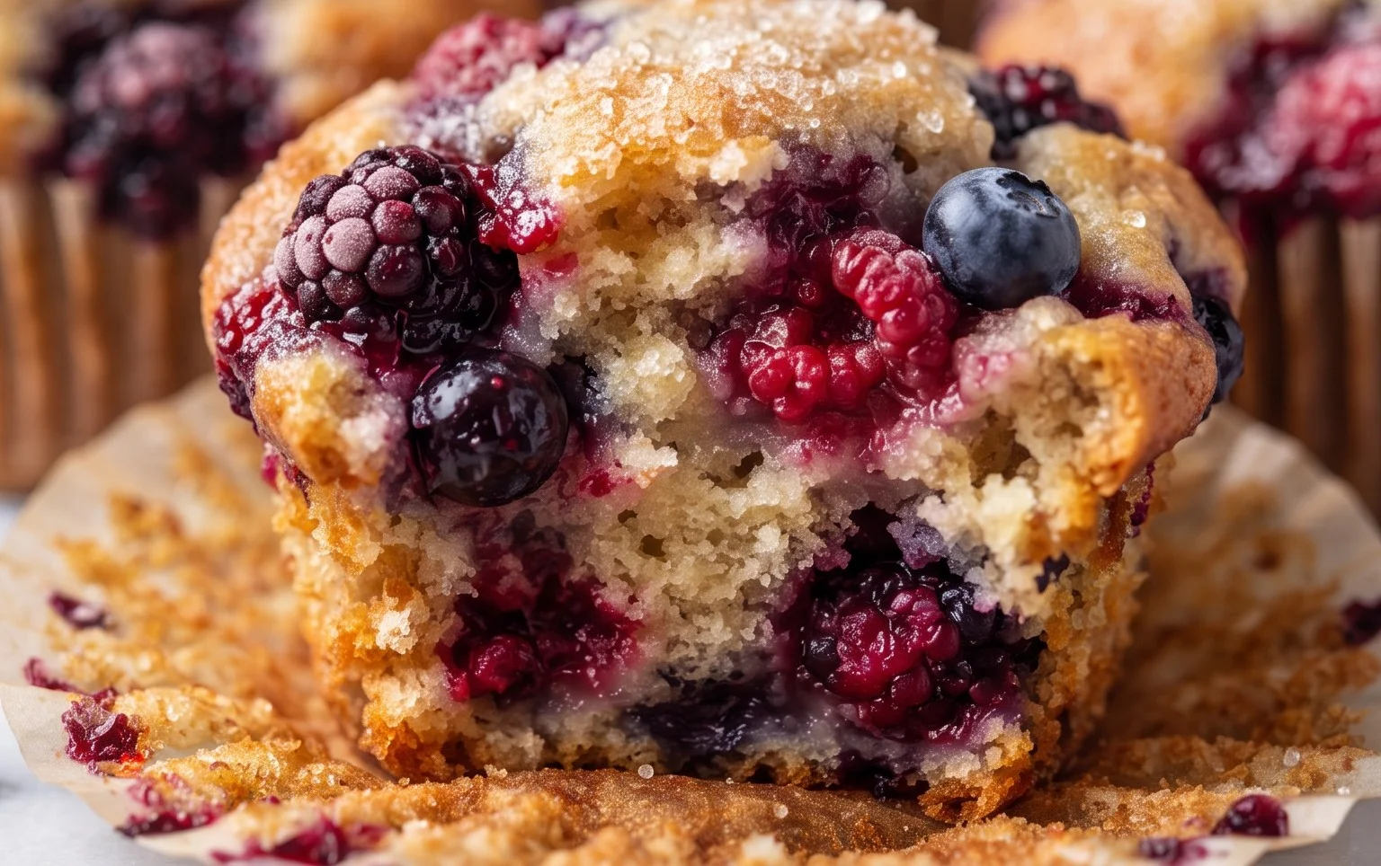 Bakery Style Mixed Berry Muffins | with Frozen Berries