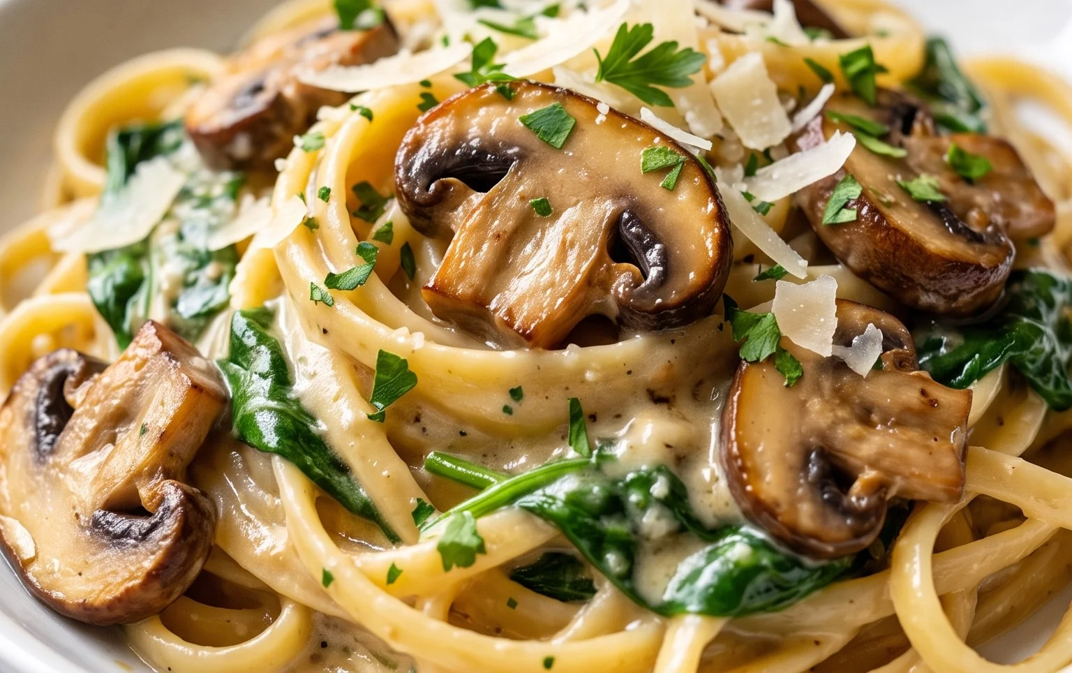 Parmesan Spinach Mushroom Pasta Skillet