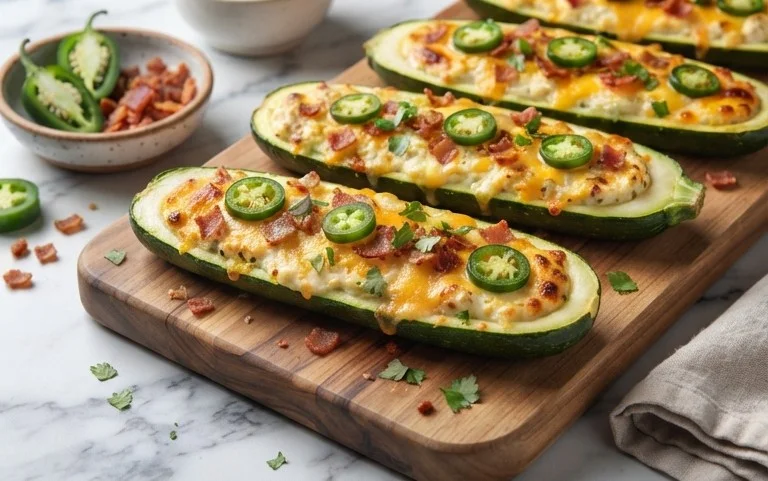 Jalapeno Popper Zucchini Boats