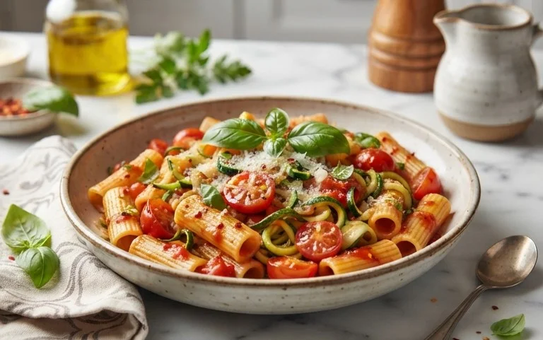 Healthy Tomato Zucchini Pasta
