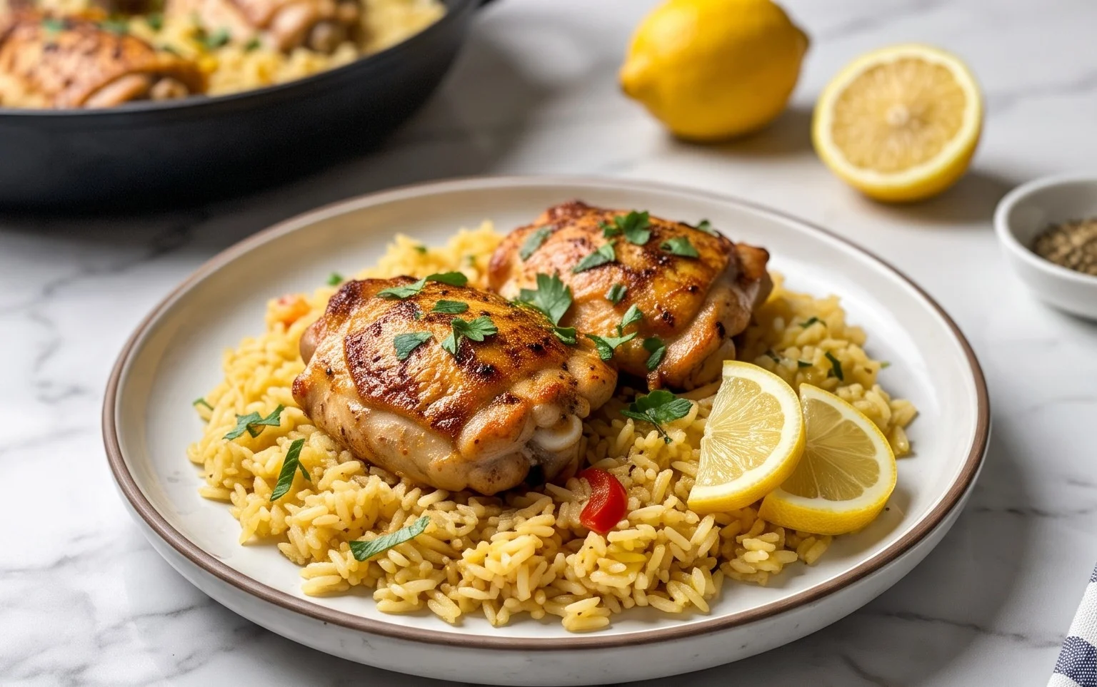 Greek Chicken and Lemon Rice (30 Minutes, One-Pot)