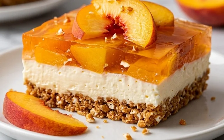 Peach Pretzel Salad Dessert