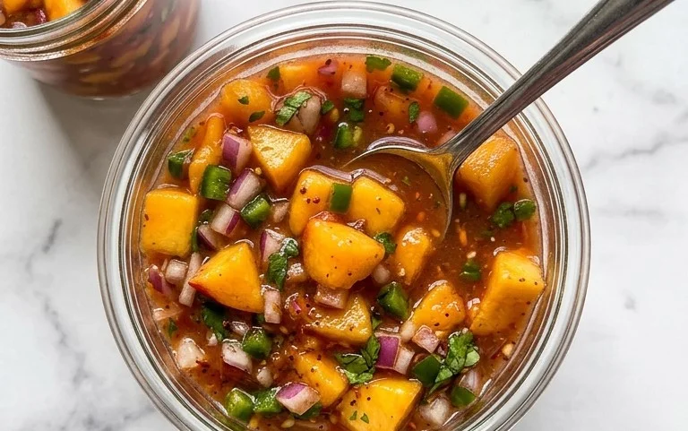 Sweet & Spicy Peach Salsa Canning Recipe
