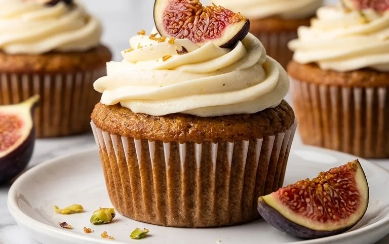 Fig Cupcakes with Honey Cream Cheese Frosting