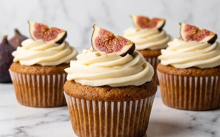 Fig Cupcakes with Honey Cream Cheese Frosting