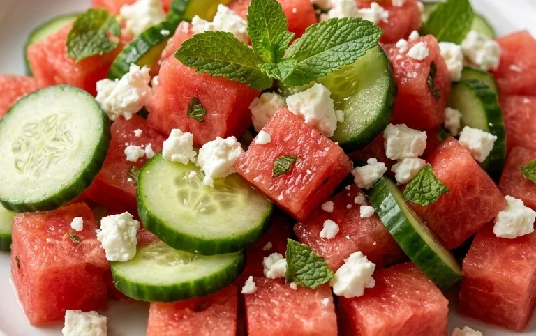 Watermelon Salad with Cucumber and Feta