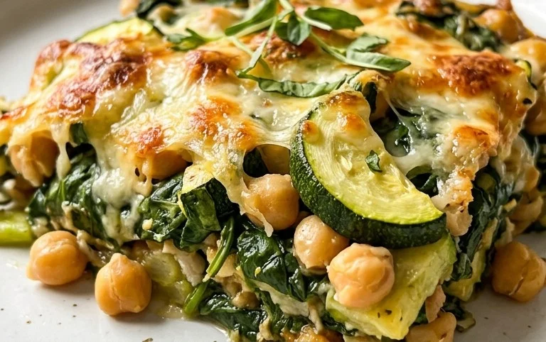 Spinach Zucchini Chickpea Bake