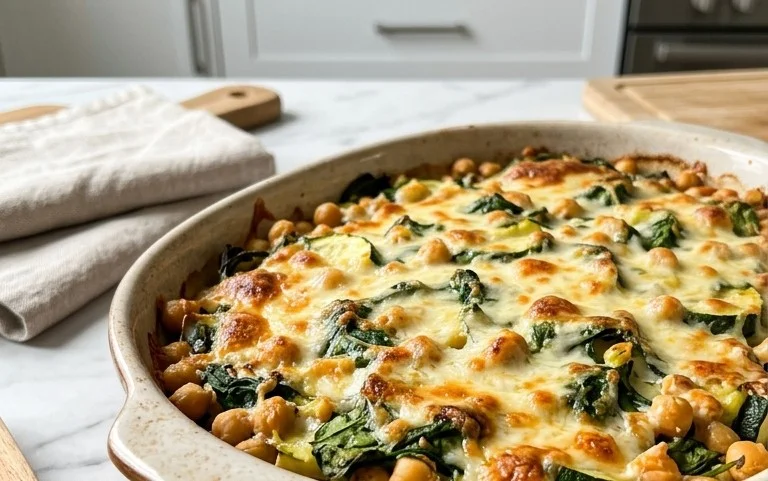 Spinach Zucchini Chickpea Bake